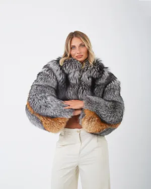 Women's Tri-Color Fox Fur Jacket