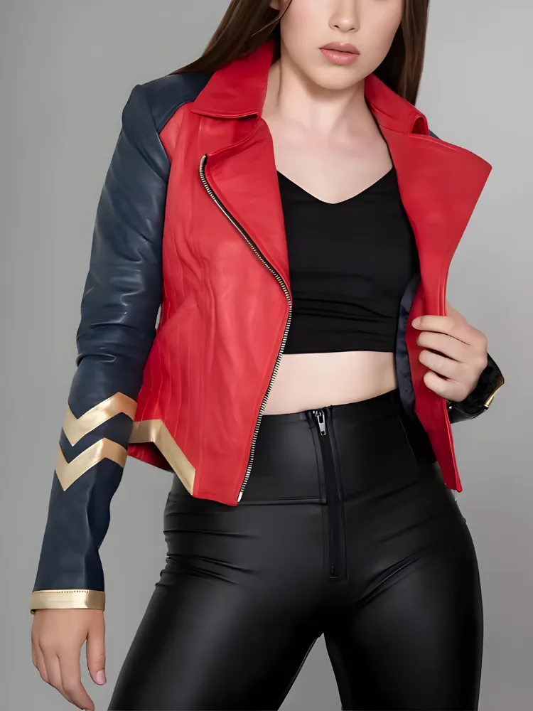 Womens Warrior Red Leather Jacket