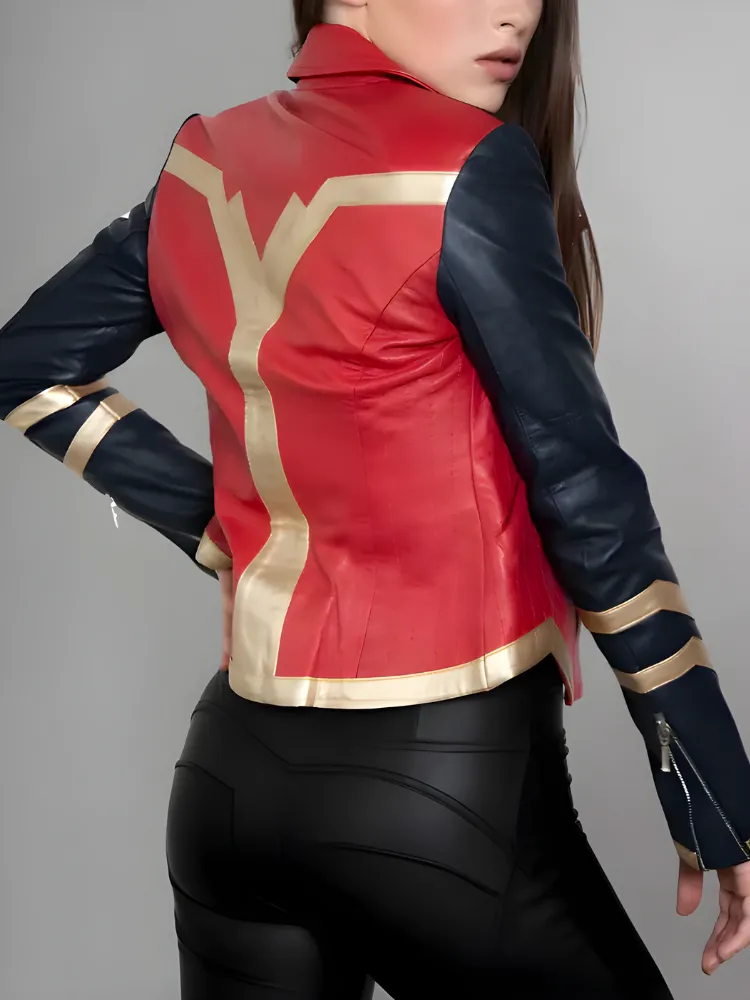 Womens Warrior Red Leather Jacket